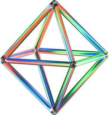 3D Glowing Glass Piped Octahedron