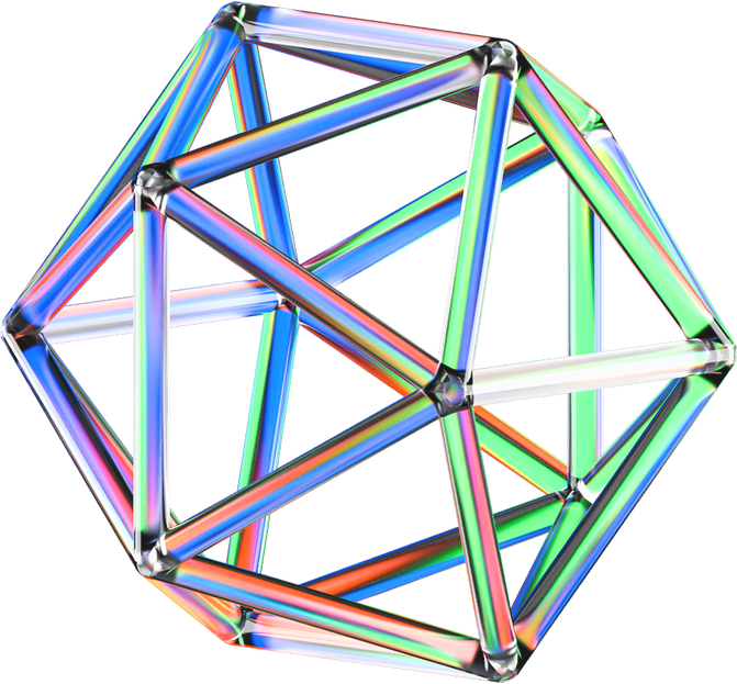 3D Glowing Glass Piped Icosahedron